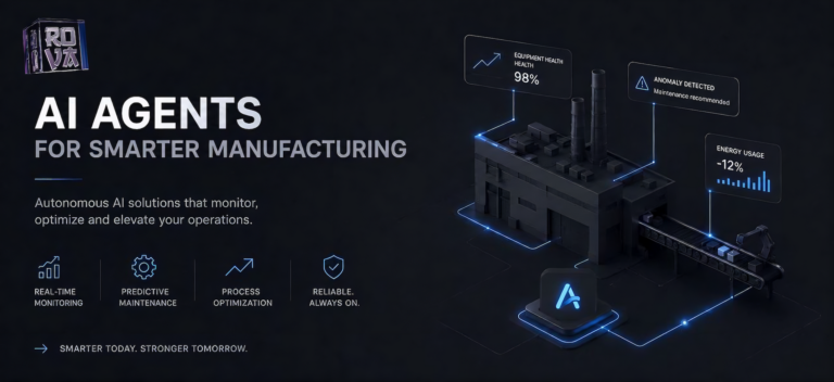 AI Agents for Smarter Manufacturing – SMS Helper dashboard showing equipment health, anomaly detection and energy usage